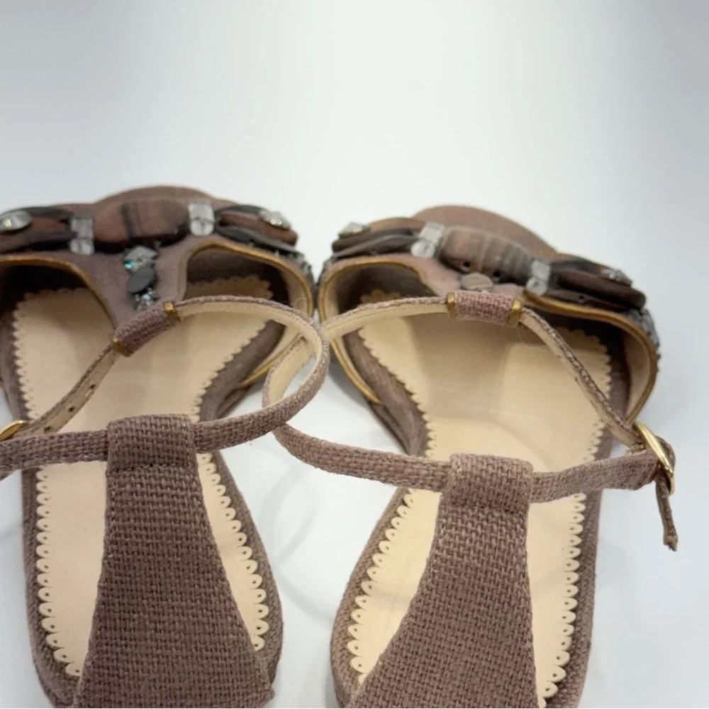Oscar de la Renta Embellished T Strap Sandals Women EU 37 Made in Italy